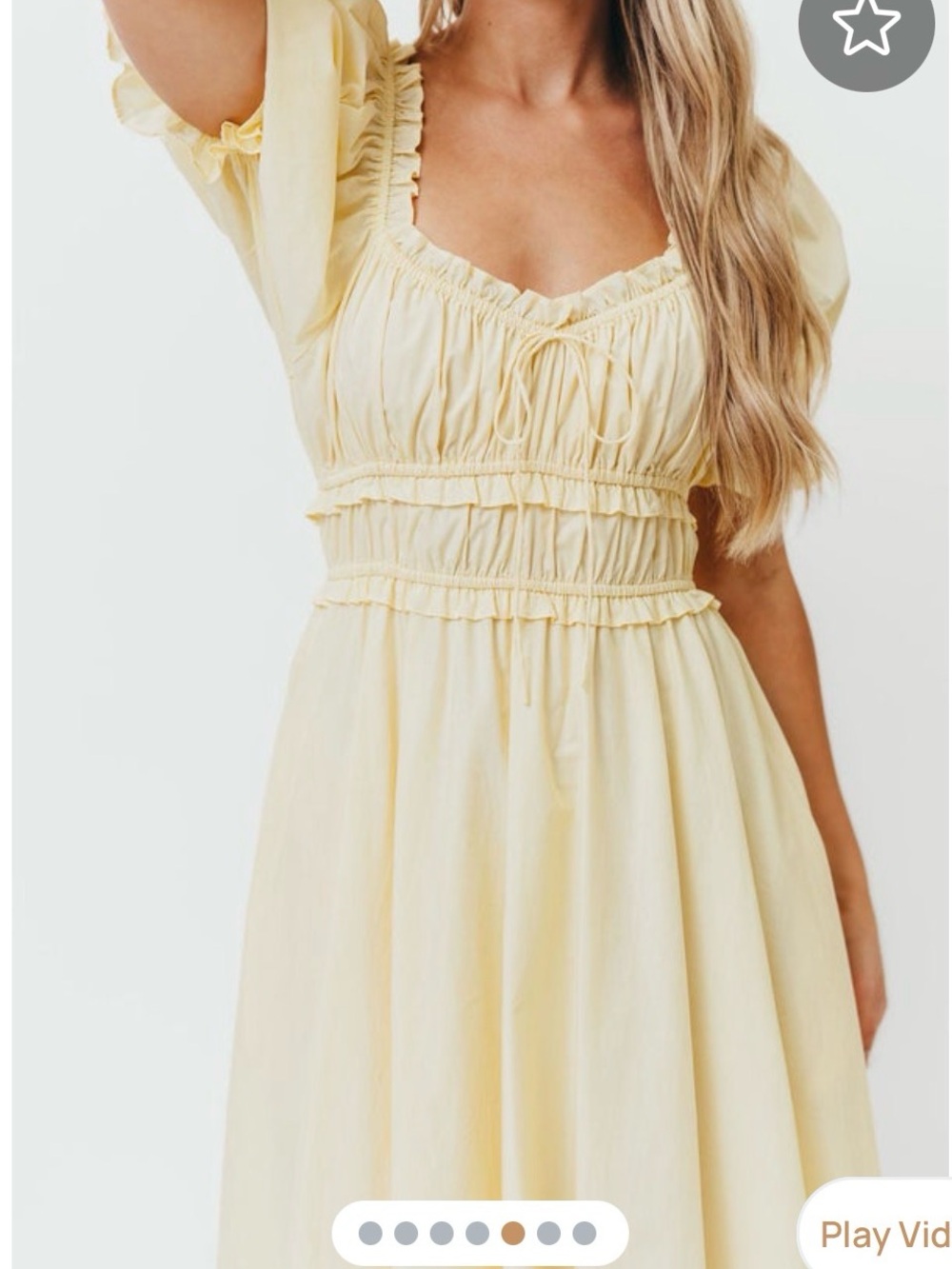 Smocked Waist Puff Sleeve Maxi Dress in Pale Yellow - Picture 2 of 2